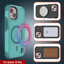 Load image into Gallery viewer, PunkCase iPhone 15 Plus Case, [Spartan 2.0 Series] Clear Rugged Heavy Duty Cover W/Built in Screen Protector [Blue]

