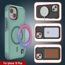 Load image into Gallery viewer, PunkCase iPhone 15 Plus Case, [Spartan 2.0 Series] Clear Rugged Heavy Duty Cover W/Built in Screen Protector [teal]
