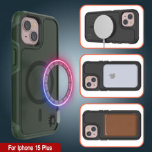 Load image into Gallery viewer, PunkCase iPhone 15 Plus Case, [Spartan 2.0 Series] Clear Rugged Heavy Duty Cover W/Built in Screen Protector [dark green]
