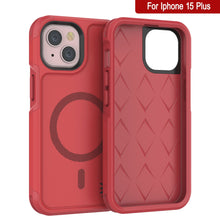 Load image into Gallery viewer, PunkCase iPhone 15 Plus Case, [Spartan 2.0 Series] Clear Rugged Heavy Duty Cover W/Built in Screen Protector [red]
