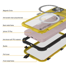 Load image into Gallery viewer, iPhone 15 Plus Metal Extreme 2.0 Series Aluminum Waterproof Case IP68 W/Buillt in Screen Protector [Yellow]
