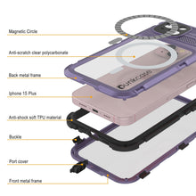 Load image into Gallery viewer, iPhone 15 Plus Metal Extreme 2.0 Series Aluminum Waterproof Case IP68 W/Buillt in Screen Protector [Purple]
