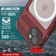 Load image into Gallery viewer, iPhone 15 Plus Metal Extreme 2.0 Series Aluminum Waterproof Case IP68 W/Buillt in Screen Protector [Red-Black]
