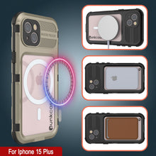 Load image into Gallery viewer, iPhone 15 Plus Metal Extreme 2.0 Series Aluminum Waterproof Case IP68 W/Buillt in Screen Protector [Gold]
