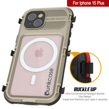 Load image into Gallery viewer, iPhone 15 Plus Metal Extreme 2.0 Series Aluminum Waterproof Case IP68 W/Buillt in Screen Protector [Gold]
