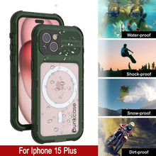 Load image into Gallery viewer, iPhone 15 Plus Metal Extreme 2.0 Series Aluminum Waterproof Case IP68 W/Buillt in Screen Protector [Dark-Green]

