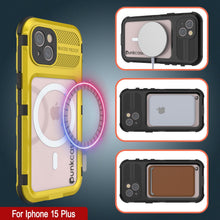 Load image into Gallery viewer, iPhone 15 Plus Metal Extreme 2.0 Series Aluminum Waterproof Case IP68 W/Buillt in Screen Protector [Yellow]
