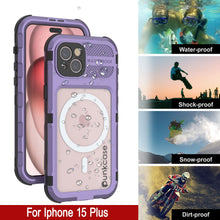 Load image into Gallery viewer, iPhone 15 Plus Metal Extreme 2.0 Series Aluminum Waterproof Case IP68 W/Buillt in Screen Protector [Purple]
