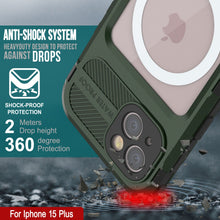 Load image into Gallery viewer, iPhone 15 Plus Metal Extreme 2.0 Series Aluminum Waterproof Case IP68 W/Buillt in Screen Protector [Dark-Green]

