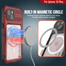 Load image into Gallery viewer, iPhone 15 Plus Metal Extreme 2.0 Series Aluminum Waterproof Case IP68 W/Buillt in Screen Protector [Red-Black]
