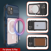Load image into Gallery viewer, iPhone 15 Plus Metal Extreme 2.0 Series Aluminum Waterproof Case IP68 W/Buillt in Screen Protector [Blue]
