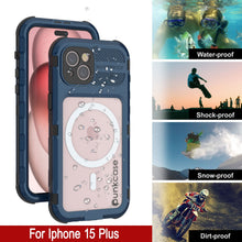 Load image into Gallery viewer, iPhone 15 Plus Metal Extreme 2.0 Series Aluminum Waterproof Case IP68 W/Buillt in Screen Protector [Blue]
