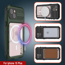 Load image into Gallery viewer, iPhone 15 Plus Metal Extreme 2.0 Series Aluminum Waterproof Case IP68 W/Buillt in Screen Protector [Dark-Green]
