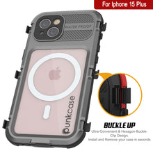 Load image into Gallery viewer, iPhone 15 Plus Metal Extreme 2.0 Series Aluminum Waterproof Case IP68 W/Buillt in Screen Protector [Silver]
