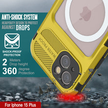 Load image into Gallery viewer, iPhone 15 Plus Metal Extreme 2.0 Series Aluminum Waterproof Case IP68 W/Buillt in Screen Protector [Yellow]
