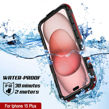 Load image into Gallery viewer, iPhone 15 Plus Metal Extreme 2.0 Series Aluminum Waterproof Case IP68 W/Buillt in Screen Protector [Black-Red]
