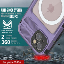 Load image into Gallery viewer, iPhone 15 Plus Metal Extreme 2.0 Series Aluminum Waterproof Case IP68 W/Buillt in Screen Protector [Purple]
