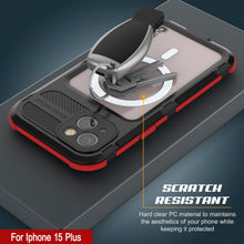 Load image into Gallery viewer, iPhone 15 Plus Metal Extreme 2.0 Series Aluminum Waterproof Case IP68 W/Buillt in Screen Protector [Black-Red]

