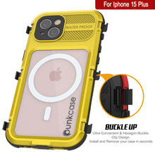 Load image into Gallery viewer, iPhone 15 Plus Metal Extreme 2.0 Series Aluminum Waterproof Case IP68 W/Buillt in Screen Protector [Yellow]
