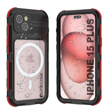 Load image into Gallery viewer, iPhone 15 Plus Metal Extreme 2.0 Series Aluminum Waterproof Case IP68 W/Buillt in Screen Protector [Black-Red]
