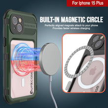 Load image into Gallery viewer, iPhone 15 Plus Metal Extreme 2.0 Series Aluminum Waterproof Case IP68 W/Buillt in Screen Protector [Dark-Green]
