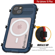 Load image into Gallery viewer, iPhone 15 Plus Metal Extreme 2.0 Series Aluminum Waterproof Case IP68 W/Buillt in Screen Protector [Blue]
