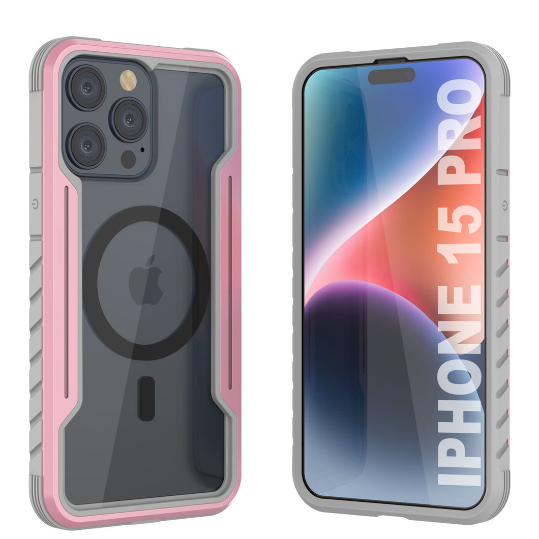 Punkcase iPhone 15 Pro Armor Stealth MAG Defense Case Protective Military Grade Multilayer Cover [Rose-Gold]
