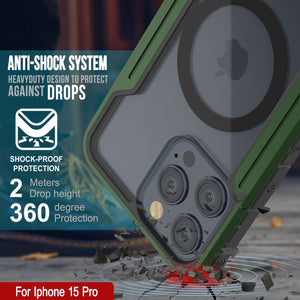 Punkcase iPhone 15 Pro Armor Stealth MAG Defense Case Protective Military Grade Multilayer Cover [Dark Green]