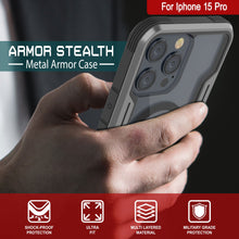 Load image into Gallery viewer, Punkcase iPhone 15 Pro Armor Stealth MAG Defense Case Protective Military Grade Multilayer Cover [Grey-Black]
