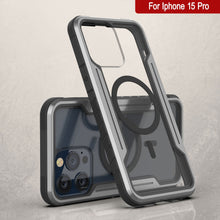 Load image into Gallery viewer, Punkcase iPhone 15 Pro Armor Stealth MAG Defense Case Protective Military Grade Multilayer Cover [Grey-Black]
