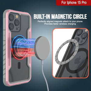 Punkcase iPhone 15 Pro Armor Stealth MAG Defense Case Protective Military Grade Multilayer Cover [Rose-Gold]