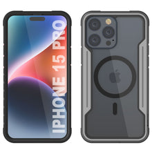 Load image into Gallery viewer, Punkcase iPhone 15 Pro Armor Stealth MAG Defense Case Protective Military Grade Multilayer Cover [Grey-Black]
