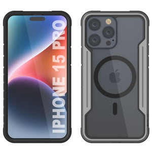 Punkcase iPhone 15 Pro Armor Stealth MAG Defense Case Protective Military Grade Multilayer Cover [Grey-Black]