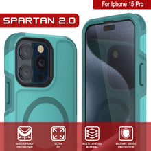 Load image into Gallery viewer, PunkCase iPhone 15 Pro Case, [Spartan 2.0 Series] Clear Rugged Heavy Duty Cover W/Built in Screen Protector [Blue]
