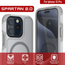 Load image into Gallery viewer, PunkCase iPhone 15 Pro Case, [Spartan 2.0 Series] Clear Rugged Heavy Duty Cover W/Built in Screen Protector [white]
