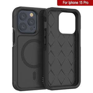 PunkCase iPhone 15 Pro Case, [Spartan 2.0 Series] Clear Rugged Heavy Duty Cover W/Built in Screen Protector [Black]