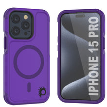 Load image into Gallery viewer, PunkCase iPhone 15 Pro Case, [Spartan 2.0 Series] Clear Rugged Heavy Duty Cover W/Built in Screen Protector [purple]
