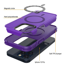 Load image into Gallery viewer, PunkCase iPhone 15 Pro Case, [Spartan 2.0 Series] Clear Rugged Heavy Duty Cover W/Built in Screen Protector [purple]
