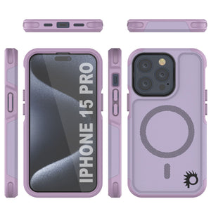 PunkCase iPhone 15 Pro Case, [Spartan 2.0 Series] Clear Rugged Heavy Duty Cover W/Built in Screen Protector [lilac]