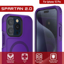 Load image into Gallery viewer, PunkCase iPhone 15 Pro Case, [Spartan 2.0 Series] Clear Rugged Heavy Duty Cover W/Built in Screen Protector [purple]
