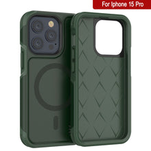 Load image into Gallery viewer, PunkCase iPhone 15 Pro Case, [Spartan 2.0 Series] Clear Rugged Heavy Duty Cover W/Built in Screen Protector [dark green]
