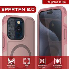 Load image into Gallery viewer, PunkCase iPhone 15 Pro Case, [Spartan 2.0 Series] Clear Rugged Heavy Duty Cover W/Built in Screen Protector [pink]
