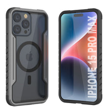 Load image into Gallery viewer, Punkcase iPhone 15 Pro Max Armor Stealth MAG Defense Case Protective Military Grade Multilayer Cover [Grey-Black]
