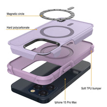 Load image into Gallery viewer, PunkCase iPhone 15 Pro Max Case, [Spartan 2.0 Series] Clear Rugged Heavy Duty Cover W/Built in Screen Protector [lilac]
