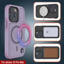 Load image into Gallery viewer, PunkCase iPhone 15 Pro Max Case, [Spartan 2.0 Series] Clear Rugged Heavy Duty Cover W/Built in Screen Protector [lilac]
