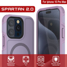 Load image into Gallery viewer, PunkCase iPhone 15 Pro Max Case, [Spartan 2.0 Series] Clear Rugged Heavy Duty Cover W/Built in Screen Protector [lilac]
