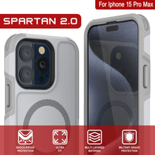 Load image into Gallery viewer, PunkCase iPhone 15 Pro Max Case, [Spartan 2.0 Series] Clear Rugged Heavy Duty Cover W/Built in Screen Protector [white]
