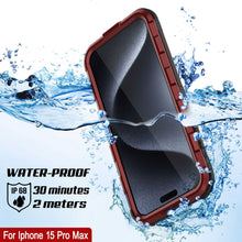 Load image into Gallery viewer, iPhone 15 Pro Max Metal Extreme 2.0 Series Aluminum Waterproof Case IP68 W/Buillt in Screen Protector [Red-Black]
