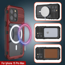 Load image into Gallery viewer, iPhone 15 Pro Max Metal Extreme 2.0 Series Aluminum Waterproof Case IP68 W/Buillt in Screen Protector [Red-Black]
