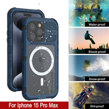 Load image into Gallery viewer, iPhone 15 Pro Max Metal Extreme 2.0 Series Aluminum Waterproof Case IP68 W/Buillt in Screen Protector [Blue]
